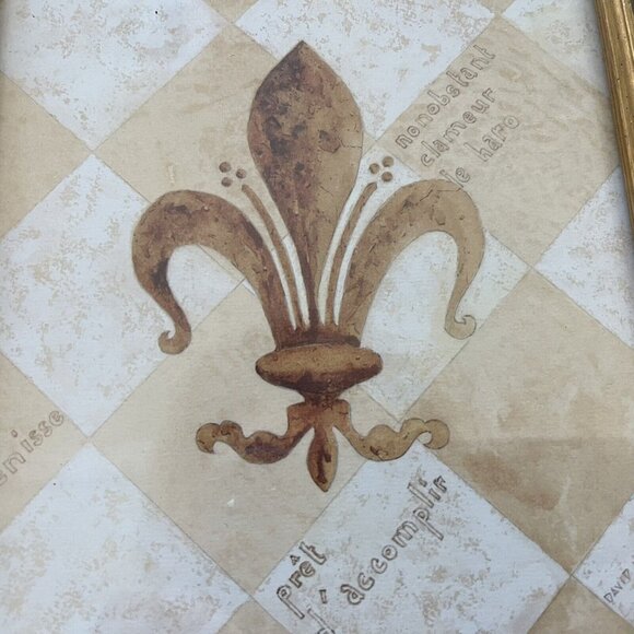 Fleur De Lis Framed Prints Gold Frame Set of Two - Picture 12 of 13